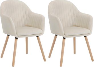 Woltu Woltu 2x Sillas De Comedor Sill&oacute;n De Sala De Espera Con Respaldo Crema