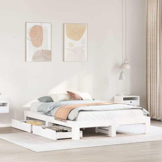 vidaXL Estructura De Cama Sin Colch&oacute;n Madera De Pino Blanca 150x200 Cm Vidaxl