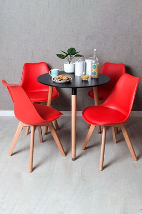 Regalos Miguel Regalos Miguel - Black Friday - Conjunto Mesa Tower Redonda 80 Cm Negra Y Pack 4 Sillas Synk Basic - Rojo