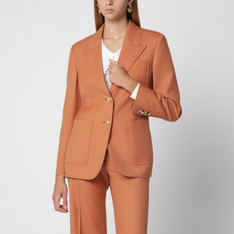 Chlo&eacute; Giacca monopetto in gabardine di lana arancione bruciato