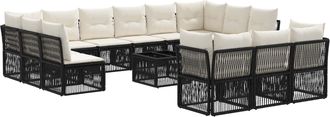 vidaXL Conjunto De Sof&aacute;s De Jard&iacute;n 14 Uds. Negro Rat&aacute;n Sint&eacute;tico Vidaxl