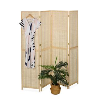 Relaxdays Relaxdays Biombo Bamb&uacute;, Separador Ambientes 4 Paneles, Parav&aacute;n Plegable, 180x182 Cm, Madera, Sal&oacute;n E Interiores, Natural