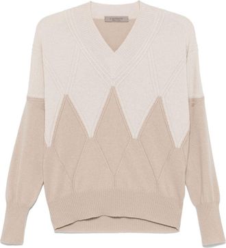 D.exterior argyle-check sweater - women - Wool/Cashmere/Viscose/Polyamide - M - Neutrals
