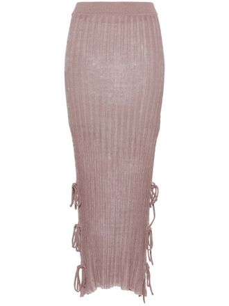 Acne Studios ribbed-knit midi skirt - women - Nylon/Cotton - M - Pink
