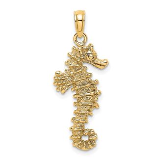 Diamond2Deal 14k Yellow Gold 3D Seahorse Pendant