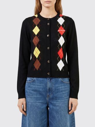 Ganni Cardigan slim fit in cotone con motivo a rombi