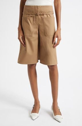 Courr&egrave;ges Cotton Canvas Back Panel Bermuda Shorts in Dark Sand at Nordstrom, Size 40
