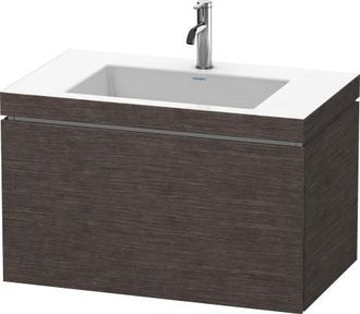 Duravit Lavabo Para Muebles Duravit L-cube C-bonded Con Base, Colgante, 80x48 Cm, 1 Extra&iacute;ble, Sin Rebosadero, 3 Agujeros Para Grifos, Color: Roble Oscuro Cep