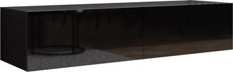 Mirjan24 Mueble Tv Vilrin Ii, Negro + Negro Brillante, N&uacute;mero De Puertas: 2, N&uacute;mero De Cajones: 0, 140x30x40cm