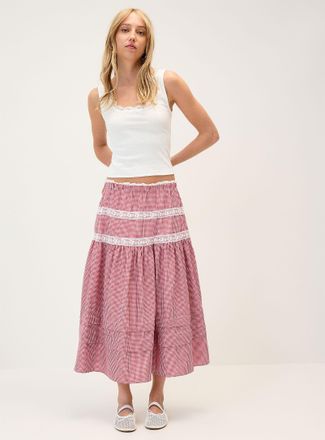 Twik Womens Lace-trim maxi skirt