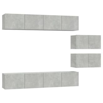 Berkfield Home 6 Piece TV Cabinet Set Concrete Grey Engineered Wood