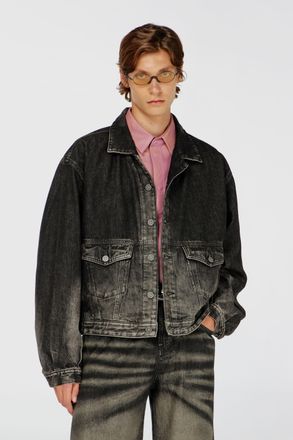 Diesel Trucker jacket in dirty-effect denim - Denim Jackets - Man - Black