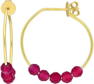 Rina Limor Silver 0.45 Ct. Tw. Lab-Grown Created Ruby Hoop Earrings