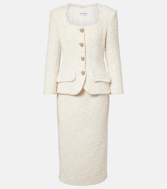 Self Portrait Boucl&eacute; tweed midi dress