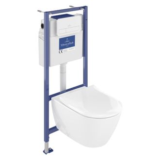 Villeroy & Boch Villeroy Et Boch Pack Inodoro Sin Borde Subway 2.0 Con Asiento + Estructura Viconnect Pro + Placa Blanca