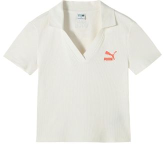 Puma (WMNS) PUMA Logo Polo Shirt Beige Red 626863-65