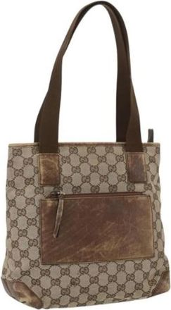 Gucci Pre-owned Canvas Tote Bag - Dames - Vintage Shopper - Beige - ONE Size - Vintage