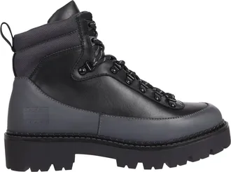 Tommy Jeans Black Rugged Leather-Blend Hiker Boots