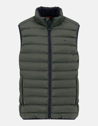 Fynch-Hatton Mens Stand Collar Light Weight Vest Dark Khaki - Blue - Size: 40/Regular
