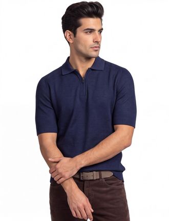 HUGO BOSS poloshirt Boss Orange donkerblauw met rits