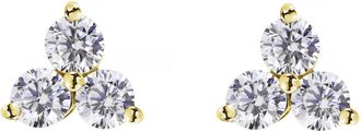 Created Brilliance Nina Yellow Gold Medium Lab Grown Diamond Three Stone Stud Earrings
