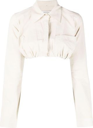 CHRISTOPHER ESBER built-in bra cotton shirt - women - Cotton - 12 - Neutrals