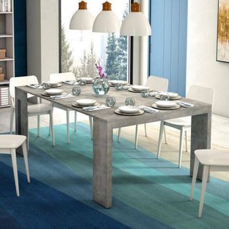 Dmora Mesa Extensible Detound, Mesa De Comedor Extensible, Consola Multiusos Con Extensiones, 100% Made In Italy, 186x80h76 Cm, Cemento - Dmora