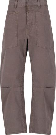 Nili Lotan Brown Shon Rounded-Leg Cotton Pants