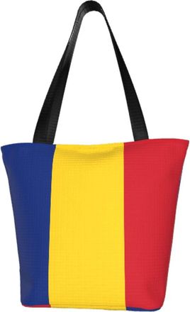 Generic Romania Tote Bags Support Romania Flag Large Shoulder Bag Romanian Outdoor Decor, Black, One Size, Black, One Size