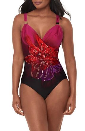 Miraclesuit Petali Rosa Siren Print One-Piece Swimsuit in Black/multi at Nordstrom, Size 12