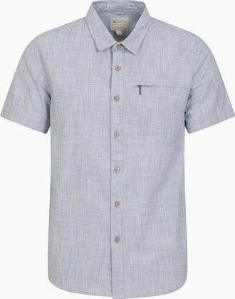 Mountain Warehouse Mens Mountain Warehouse Mens Coconut Slub Short-Sleeved Shirt - Blue - Size: 46/Regular