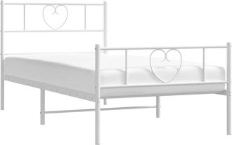 vidaXL Metal Bed Frame without Mattress with Footboard White 100x200cm vidaXL