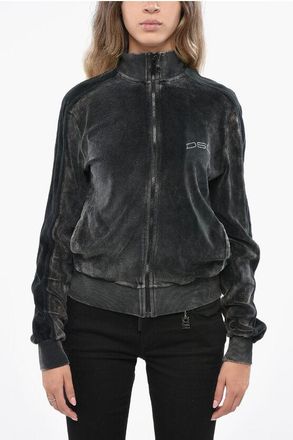 Diesel Velvet F-KINIGLI Sweatshirt with Rhinestone Embellished Logo size Xs