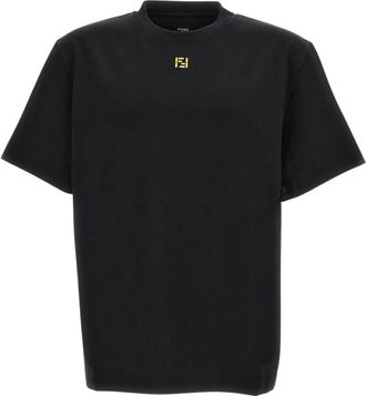 Fendi T-Shirts, male, Black, Size: M Cotton T-Shirt