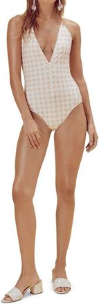 For Love & Lemons Womens Bonnie Zip Front One Piece In Light Pink And White