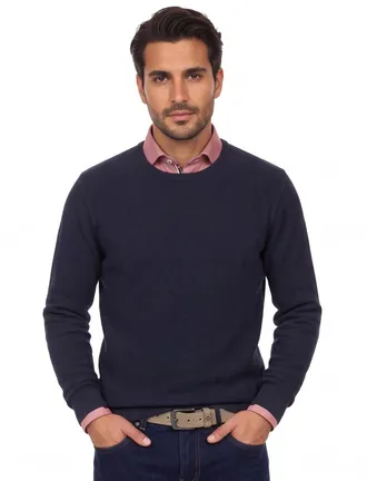 Casamoda Trui Casa Moda donkerblauw ronde hals