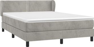 vidaXL Vidaxl - Cama Box Spring Con Colch&oacute;n Terciopelo Gris Claro 140x200 Cm