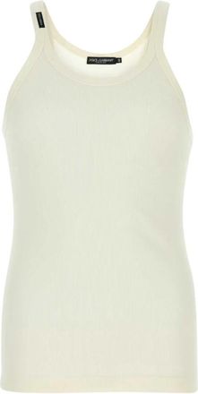 Dolce & Gabbana Geribbelde katoenen tanktop - Heren - Tops zonder mouwen - Wit - XL - Katoen - Tops