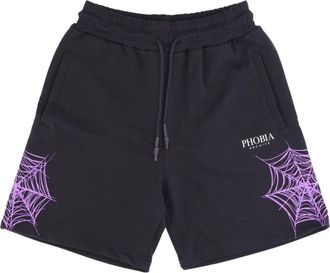 Phobia Archive Cobweb Print Trainingshort - Heren - Korte Broeken - Zwart - XL - Katoen - Korte Broeken