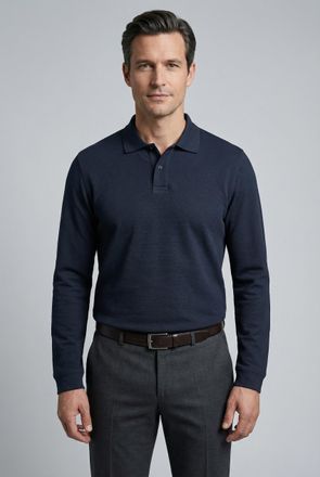 Olymp Langarm-Poloshirt OLYMP, Herren, Gr. XXL, marine, Jersey, Obermaterial: 100% Baumwolle, regular fit, Rippb&uuml;ndchen, Shirts Langarm-Poloshirt, regular f