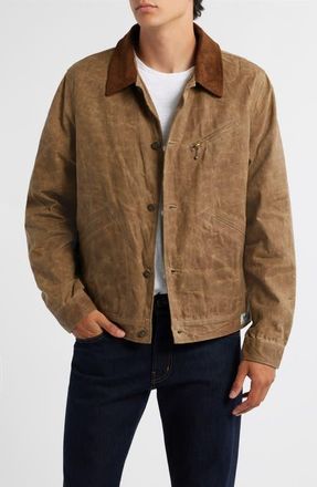 Schott NYC Waxed Cotton Mechanics Jacket in Brown at Nordstrom, Size Large