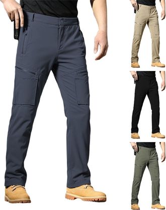 Generic Mens Elasticated Waist Casual Jogging Pants- Fleece-Lined Softshell Cargo Trousers for Men UK, Windproof Outdoor Hiking Pants Ideal for Cold Winter Tr