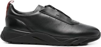 Santoni Black Perforated Sneakers