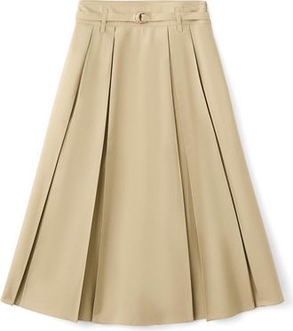 Mango Belted Pleated A-Line Skirt in Medium Brown at Nordstrom, Size X-Small