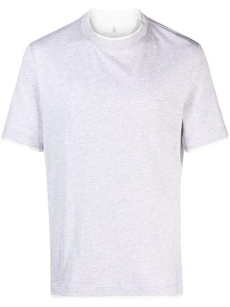 Brunello Cucinelli Gelaagd katoenen T-shirt - Grijs