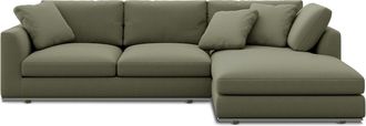 Castlery Hamilton Chaise Sectional Sofa Right Facing Customized, Performance Fleece Moss, Spill Resistant, Removable Covers for Sofas, Castlery