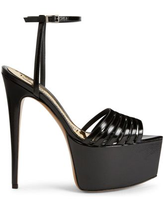 Alexandre Vauthier leather platform sandals - women - Leather/Leather/Leather - 38 - Black