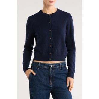 Nordstrom Crewneck Cashmere Cardigan in Navy Night at Nordstrom Rack, Size Xx-Small