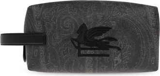 Etro Essential Medium Jacquard Pouch - Heren - Toilettassen - Grijs - ONE Size - Katoen - Tassen