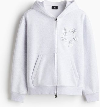H&M Hoodiejacke in Loose Fit - Grau/Paris